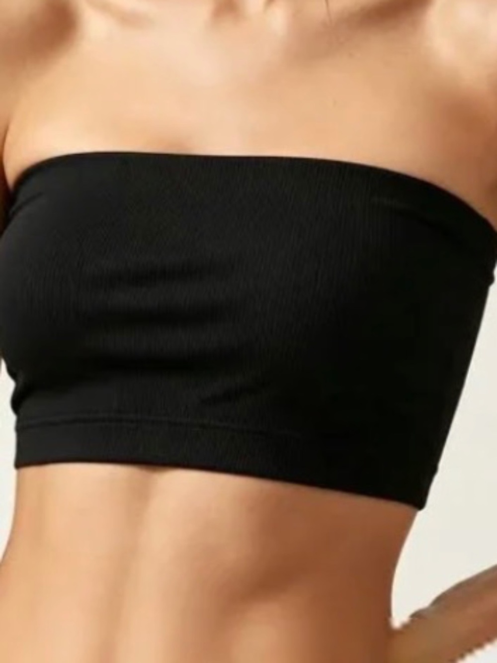 SHEIN Strapless Black Bandeau Cropped Bra Top